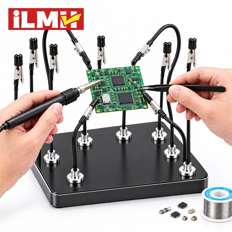 iLMH Magnetic Helping Hands — Flexible Soldering Workstation with Alligator Clips