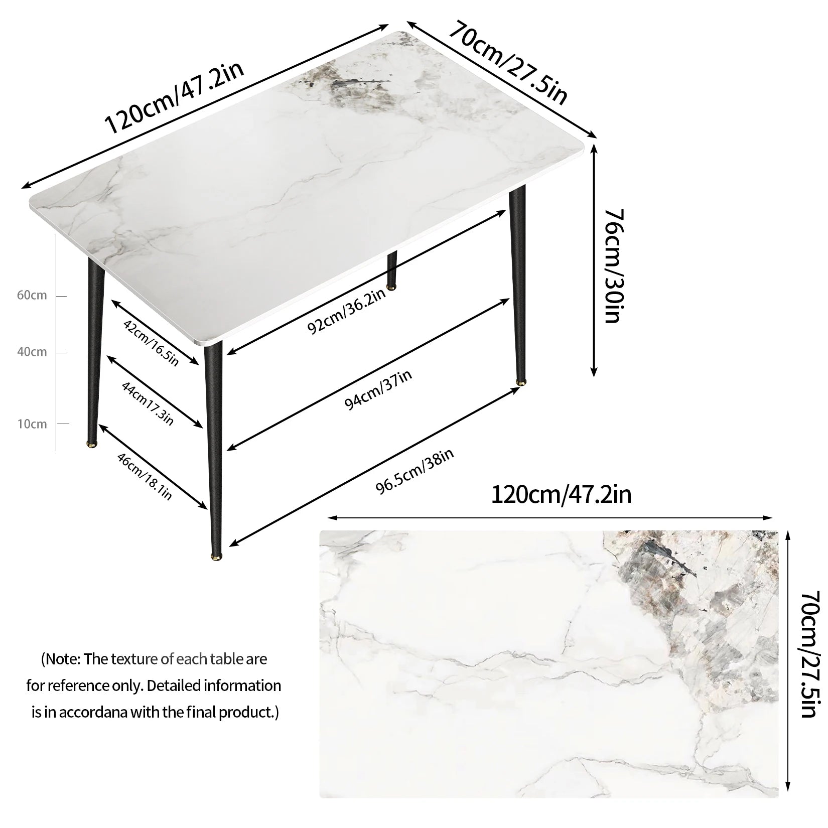 Modern Marble Dining Table — High Gloss Rectangular Kitchen Island Surface
