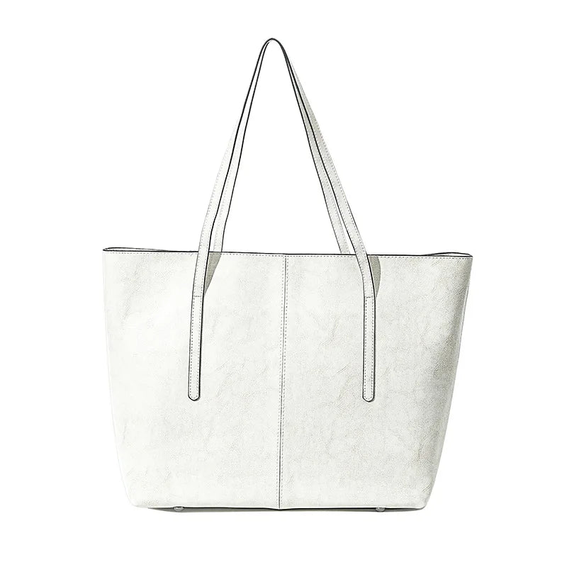 ZENCY Genuine Leather Tote Bag — Large Capacity Shoulder Bag for Work & Travel