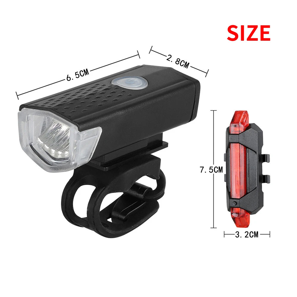 Rechargeable Bicycle Light Set — Front Headlight and Rear Taillight Kit