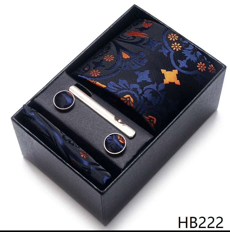 VanGise Men's Necktie Set — Business Tie, Cufflinks, and Pocket Square Kit