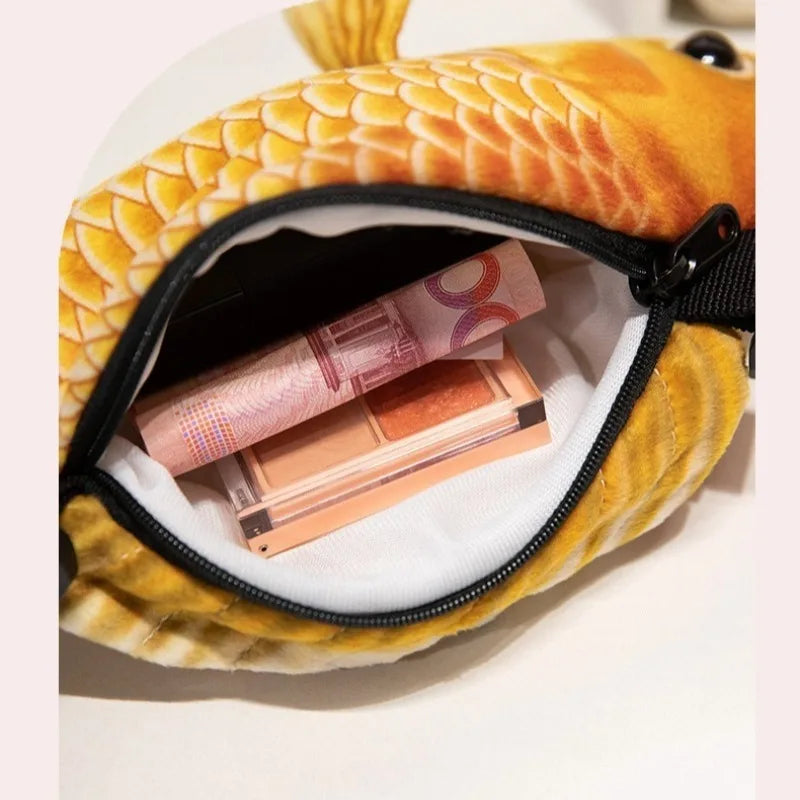 3D Simulation Fish Plush Crossbody Bag — Quirky Novelty Shoulder Purse