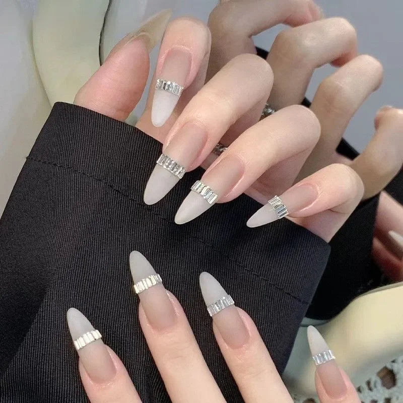 Nibiru DU Reflective Rhinestone Nail Strips — Silver Crystal Line Decoration
