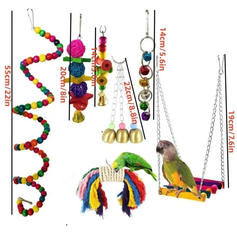 DKSTINYE Parrot Toy Set — Interactive Training Accessories for Small Birds