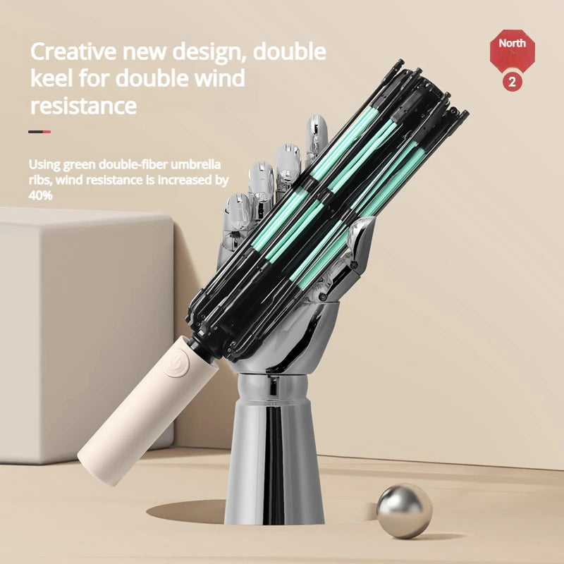 Automatic Reverse Folding Umbrella — Windproof UV Protection with Reflective Stripe