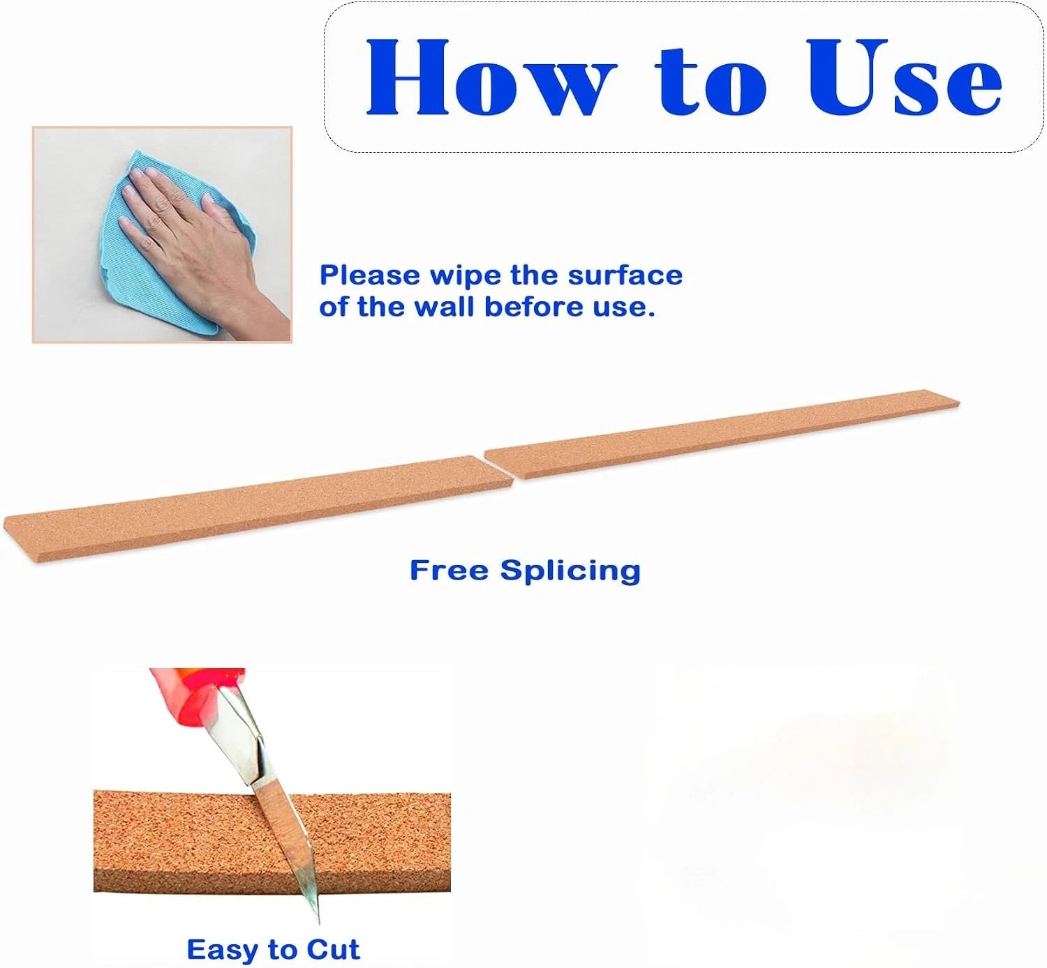 Self-Adhesive Cork Strip Board — Customizable Bulletin Board for Office & Home