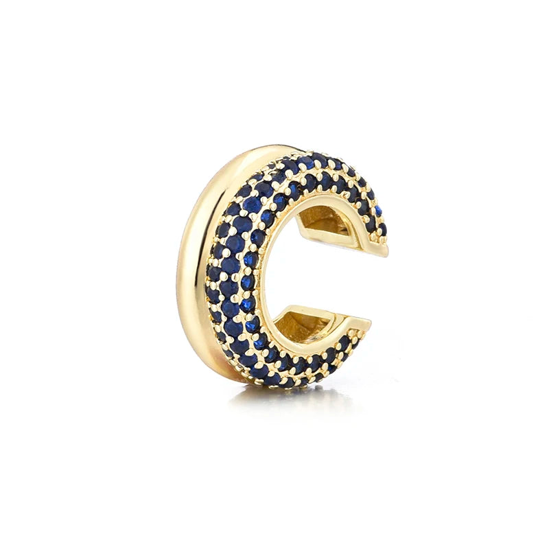 LOVBEAFAS Double Layer C-Shape Ear Cuff — Geometric Zircon Clip-On Earrings
