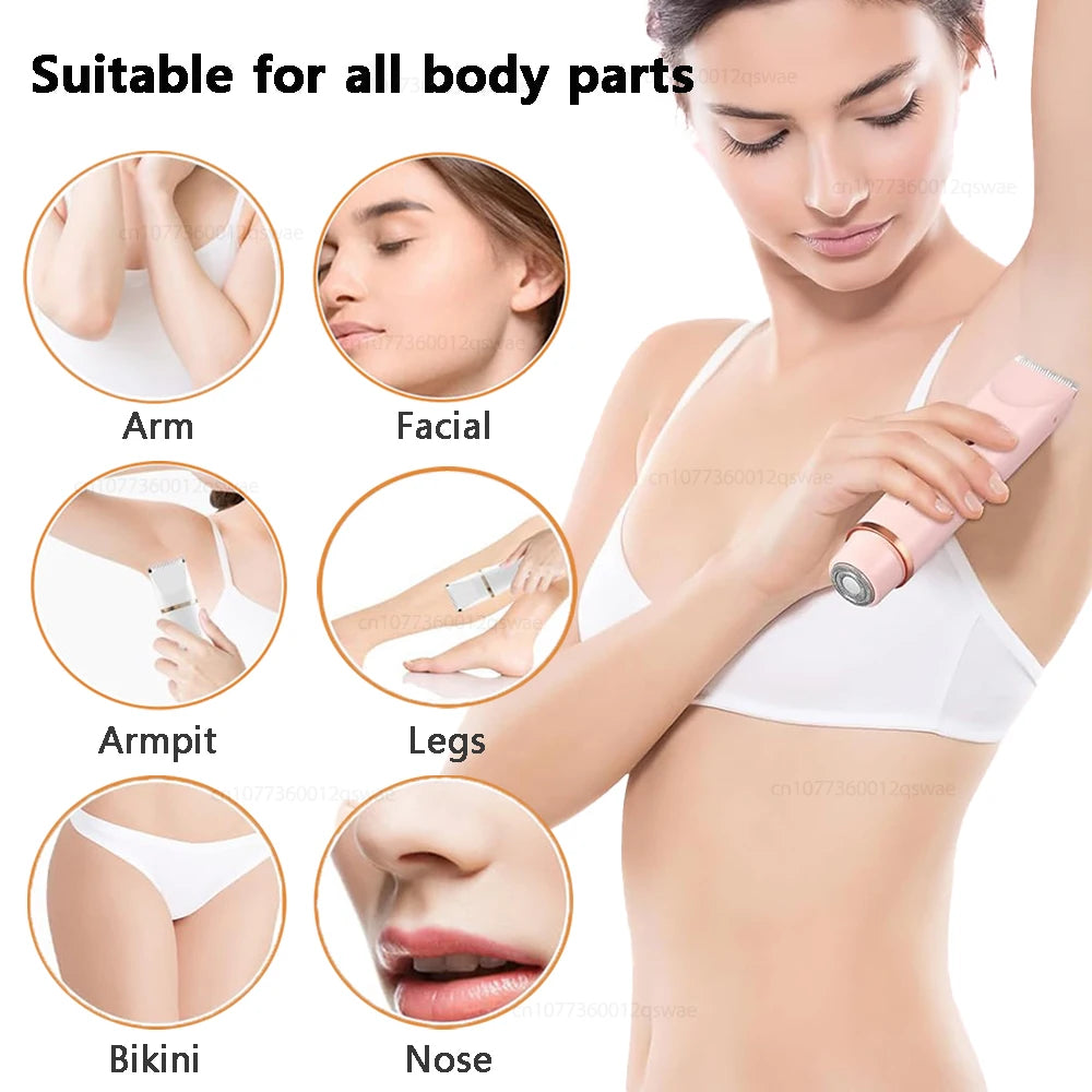 Electric Women's Shaver — Dual Head Body Epilator for Bikini and Underarms