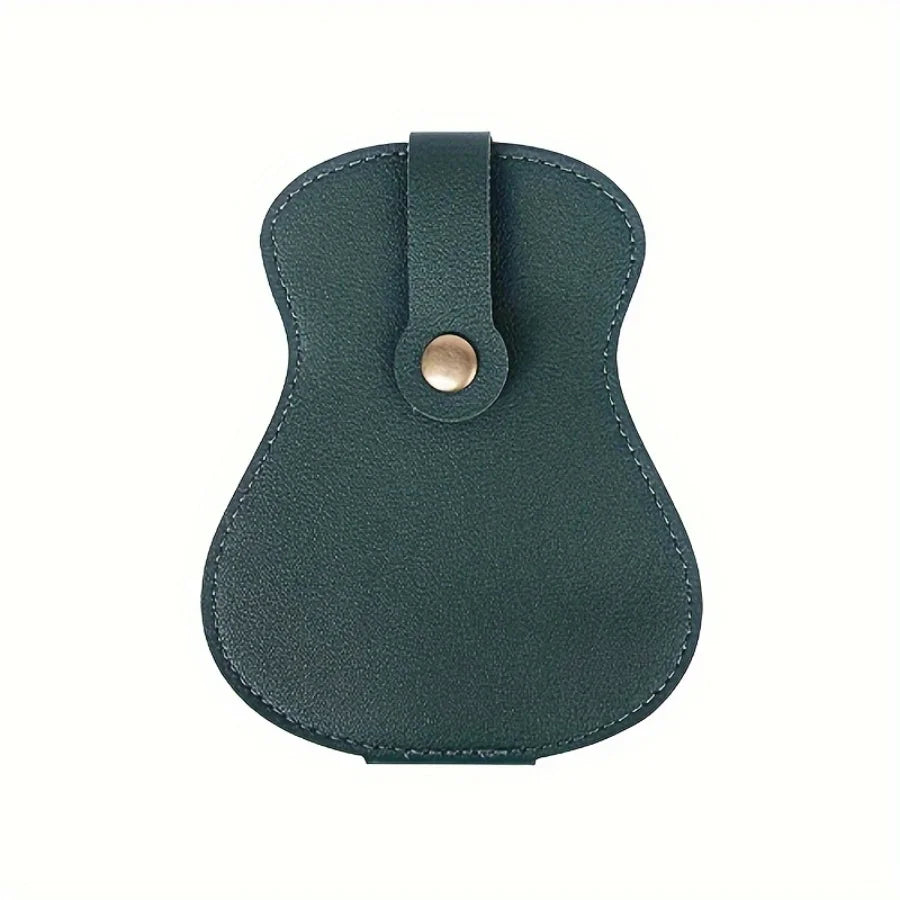 Guitar Shape Pick Storage Bag — Leather Pouch for 18 Picks