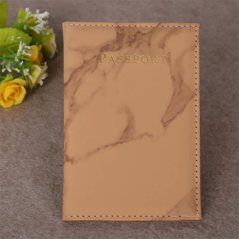 Marble Style Passport Cover — Faux Leather Travel Wallet & ID Holder