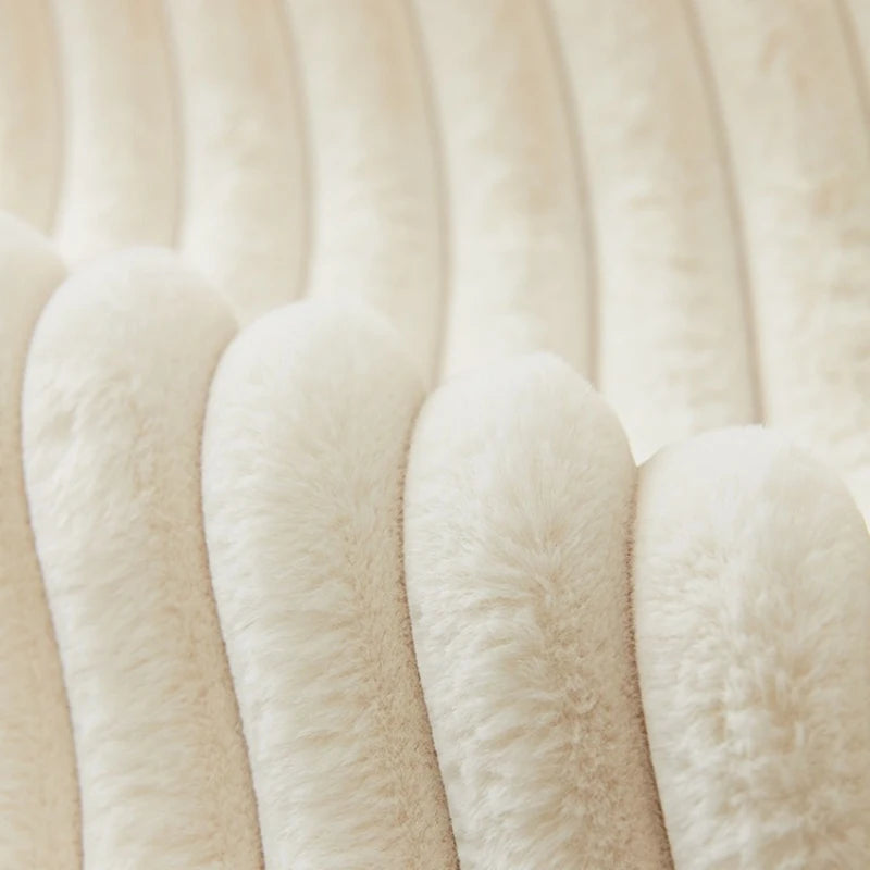Plush Striped Sofa Cover — Soft Imitation Rabbit Fur Slipcover