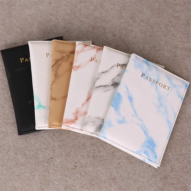 Marble Style Passport Cover — Faux Leather Travel Wallet & ID Holder
