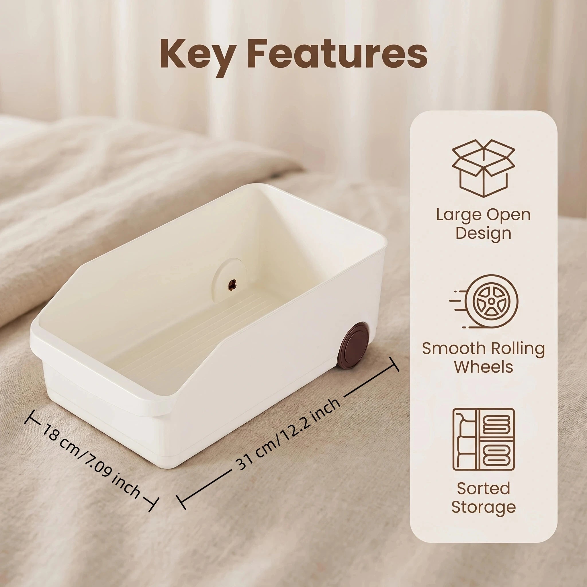 DOCOXO Closet Storage Bins — Rolling Organizer Baskets for Wardrobes