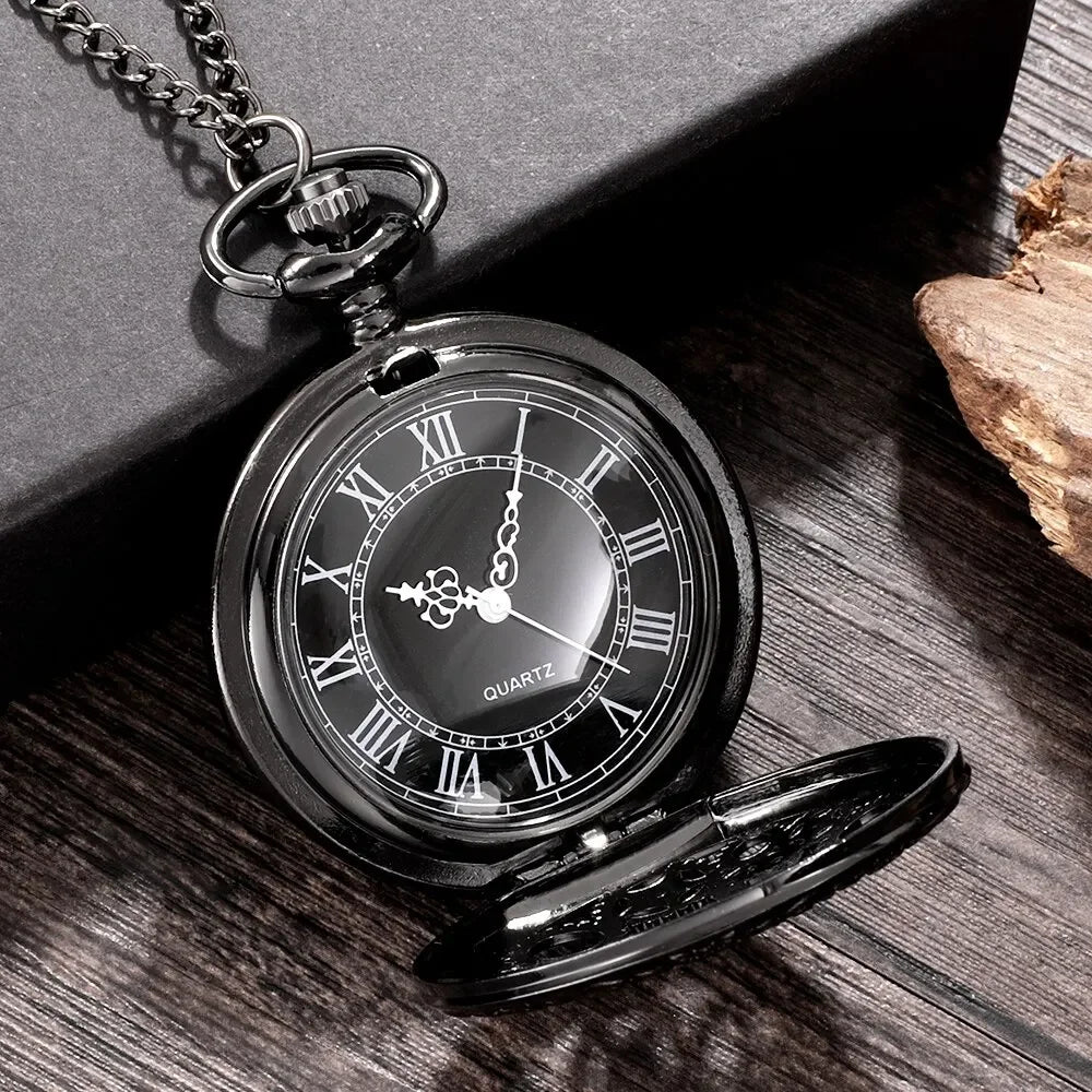 Vintage Steampunk Gear Pocket Watch — Antique Hollow Design Pendant with Chain