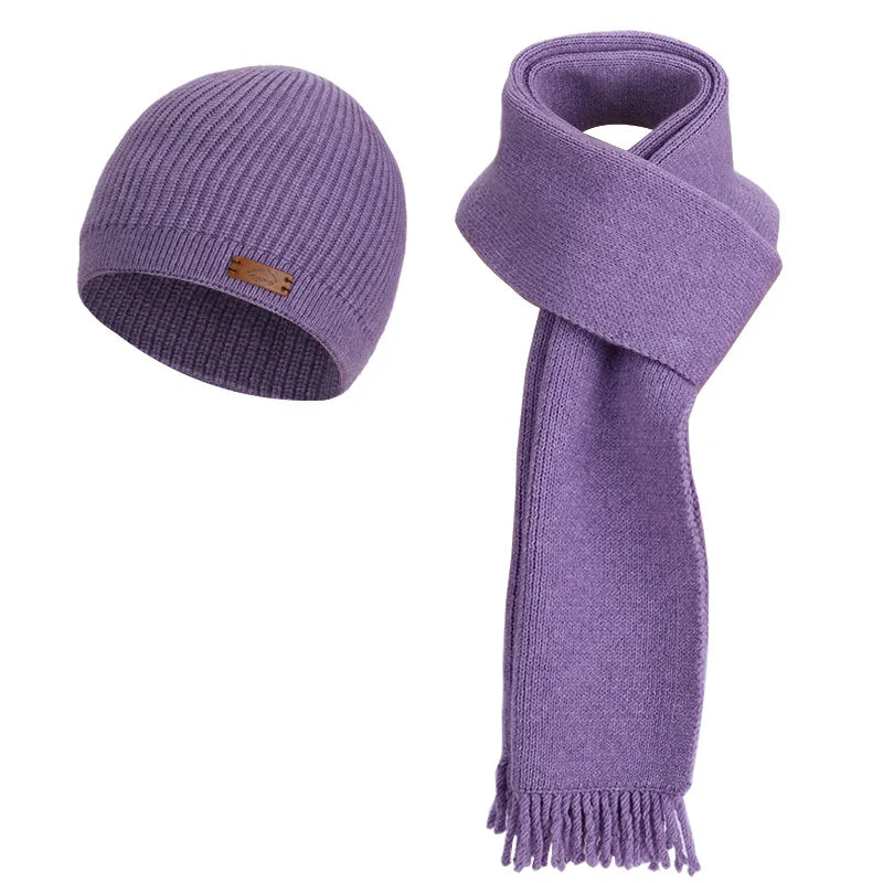 KINIJA Women's Winter Knit Set — Warm Plush Hat, Scarf & Gloves