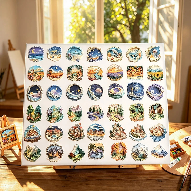 Scenery Decorative Stickers — 20 Piece Set for Scrapbooking & Journals