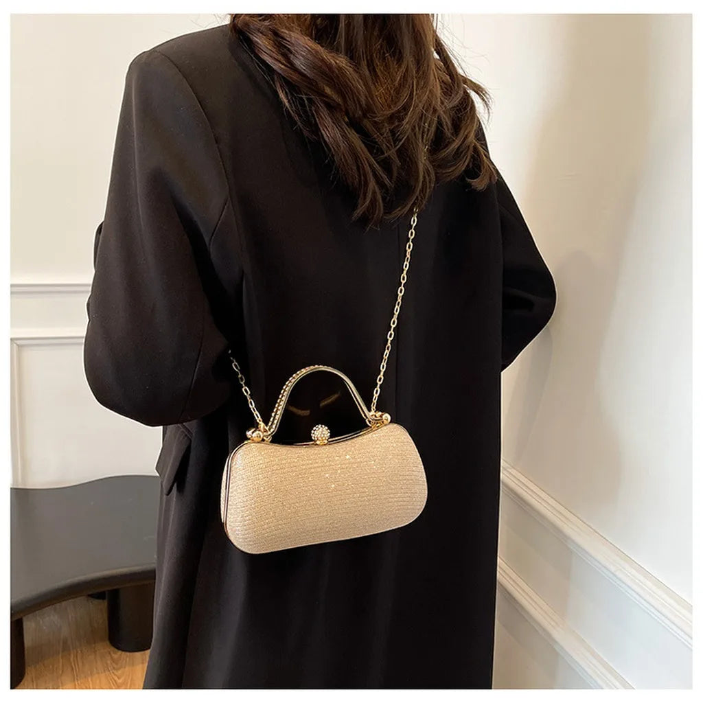 Structured Square Evening Bag — Versatile Clutch with Chain Strap