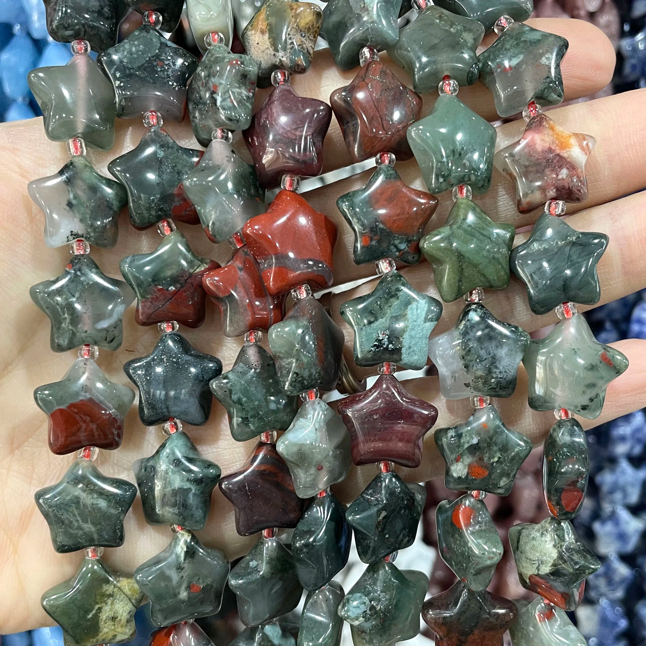 SYSRXLR Star Shaped Natural Stone Beads — 15mm Loose Quartz & Agate Spacers