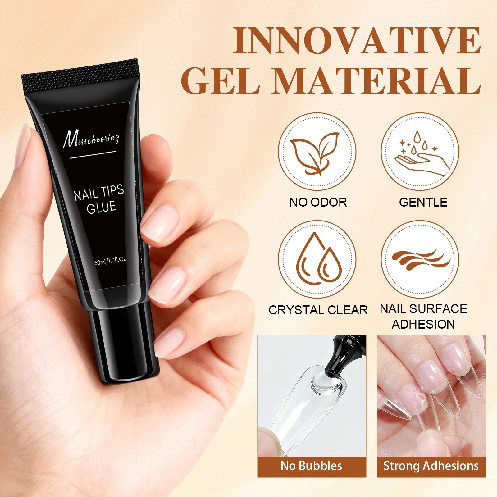 Misscheering Solid Gel Nail Glue — Strong Adhesive for Press On Nails