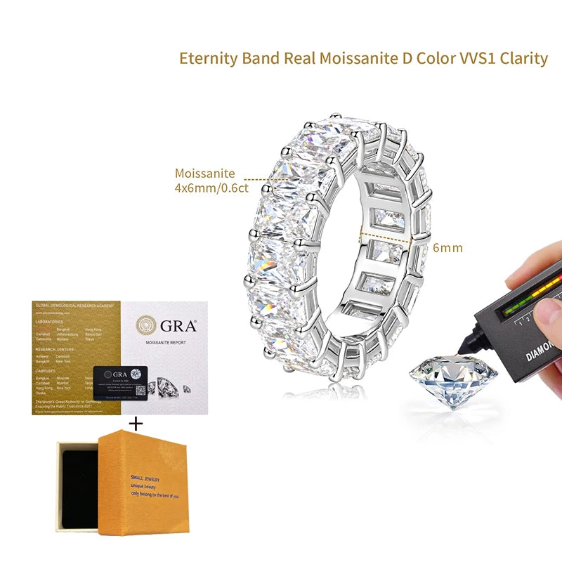Lnngy Radiant Cut Moissanite Eternity Ring — 14k Gold Filled Wedding Band