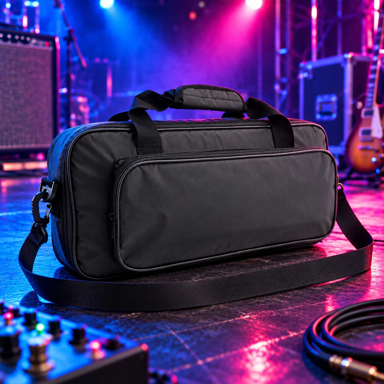 MuzcYM Guitar Pedalboard Bag — Padded Travel Case with Shoulder Strap