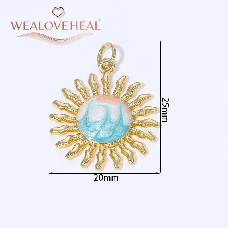 Sun Shaped Zirconia Pendants — 18K Gold Plated Jewelry Findings for DIY Crafts