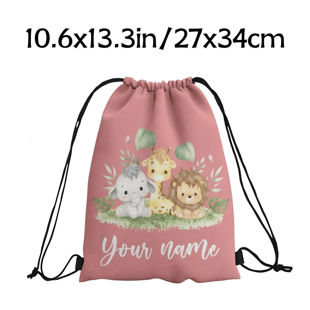 Animal Print Drawstring Bag — Versatile Lightweight Storage Pouch