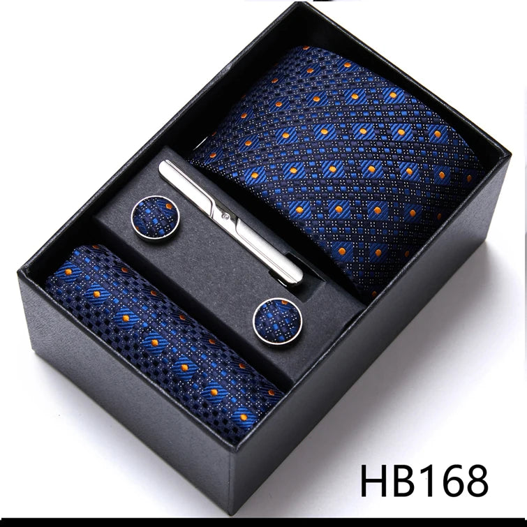 VanGise Men's Necktie Set — Business Tie, Cufflinks, and Pocket Square Kit