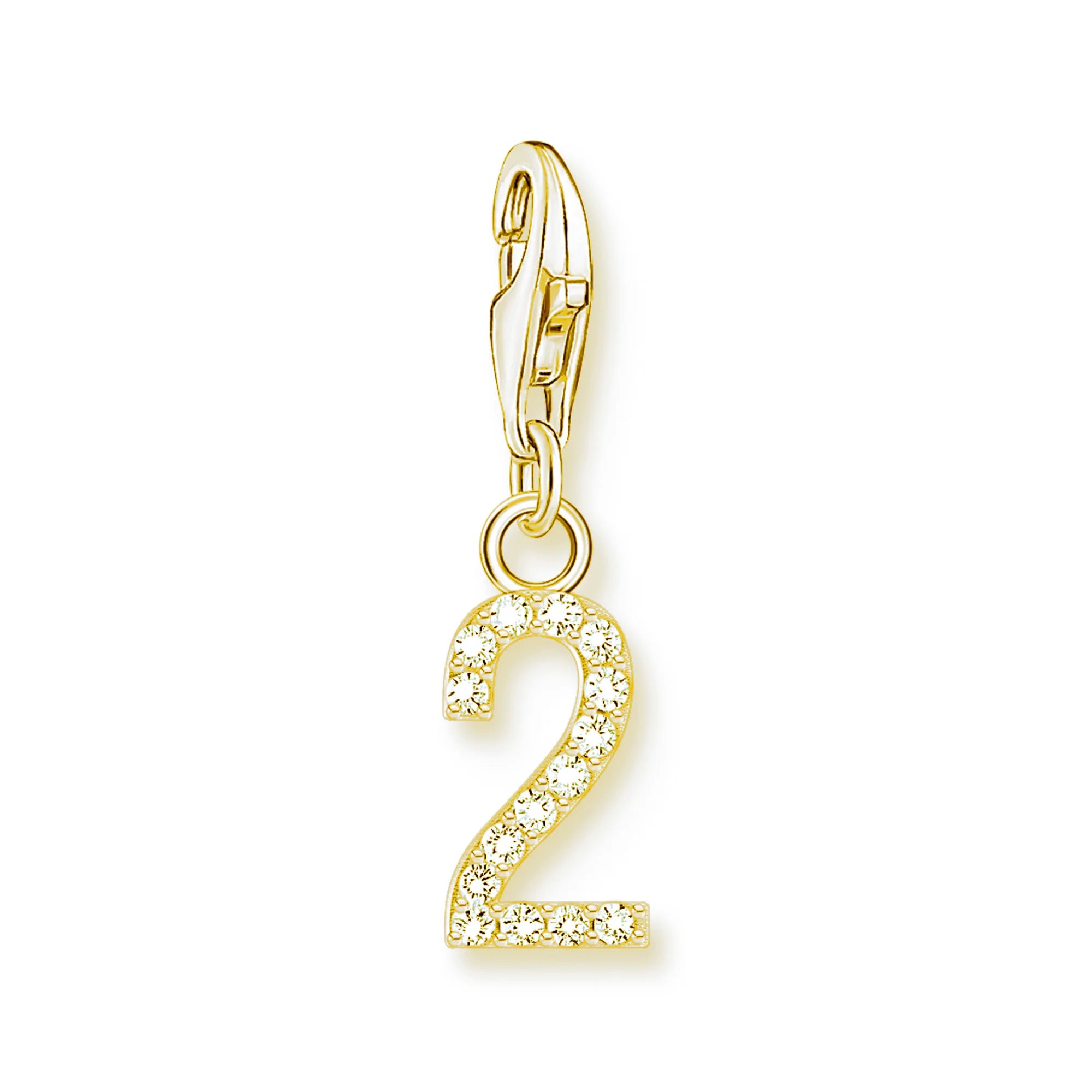 Thaddaeus Gold Plated Number Letter Charm — 925 Sterling Silver Zirconia Pendant