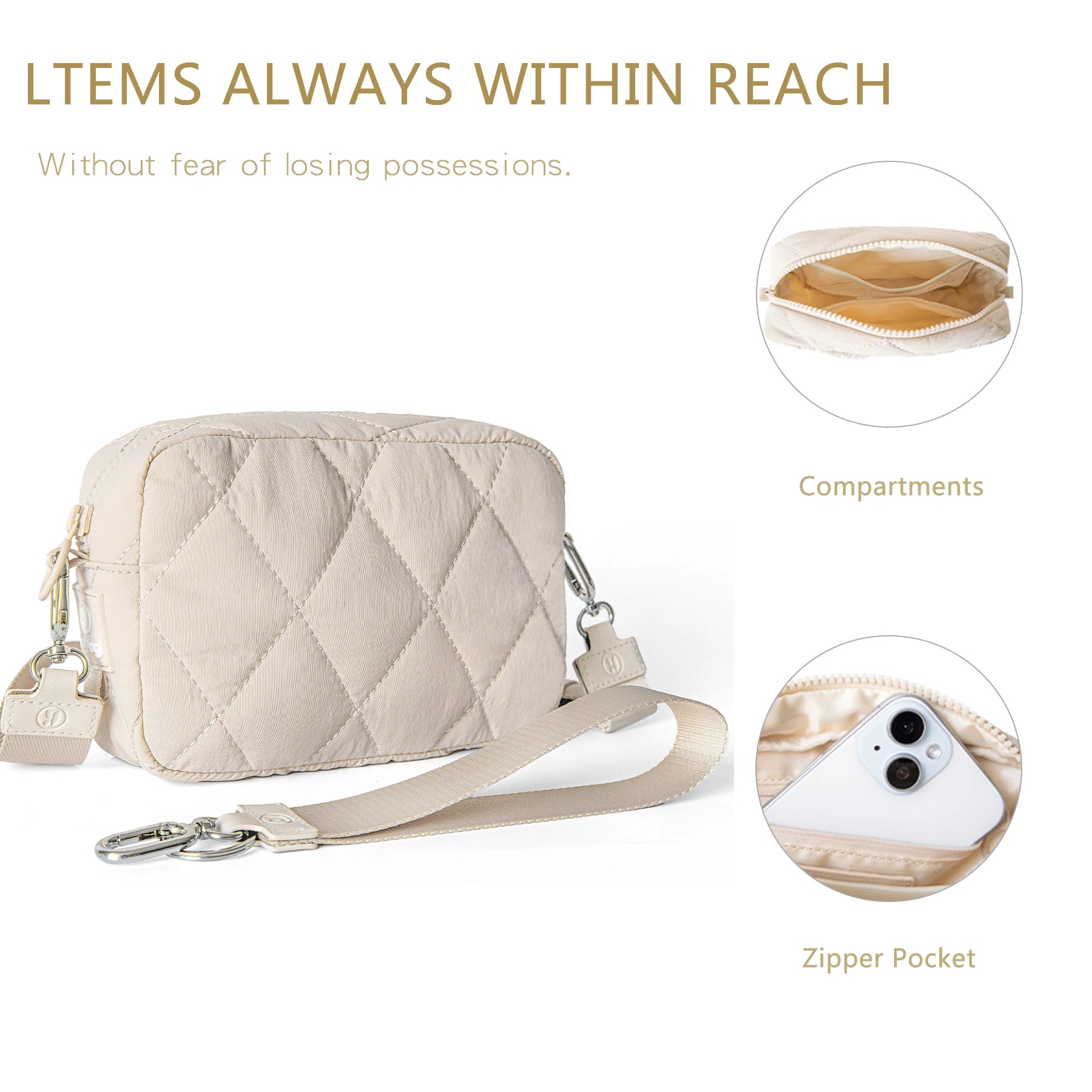 DOYOGI Nylon Puffer Crossbody Wallet — Versatile Wristlet & Phone Carrier