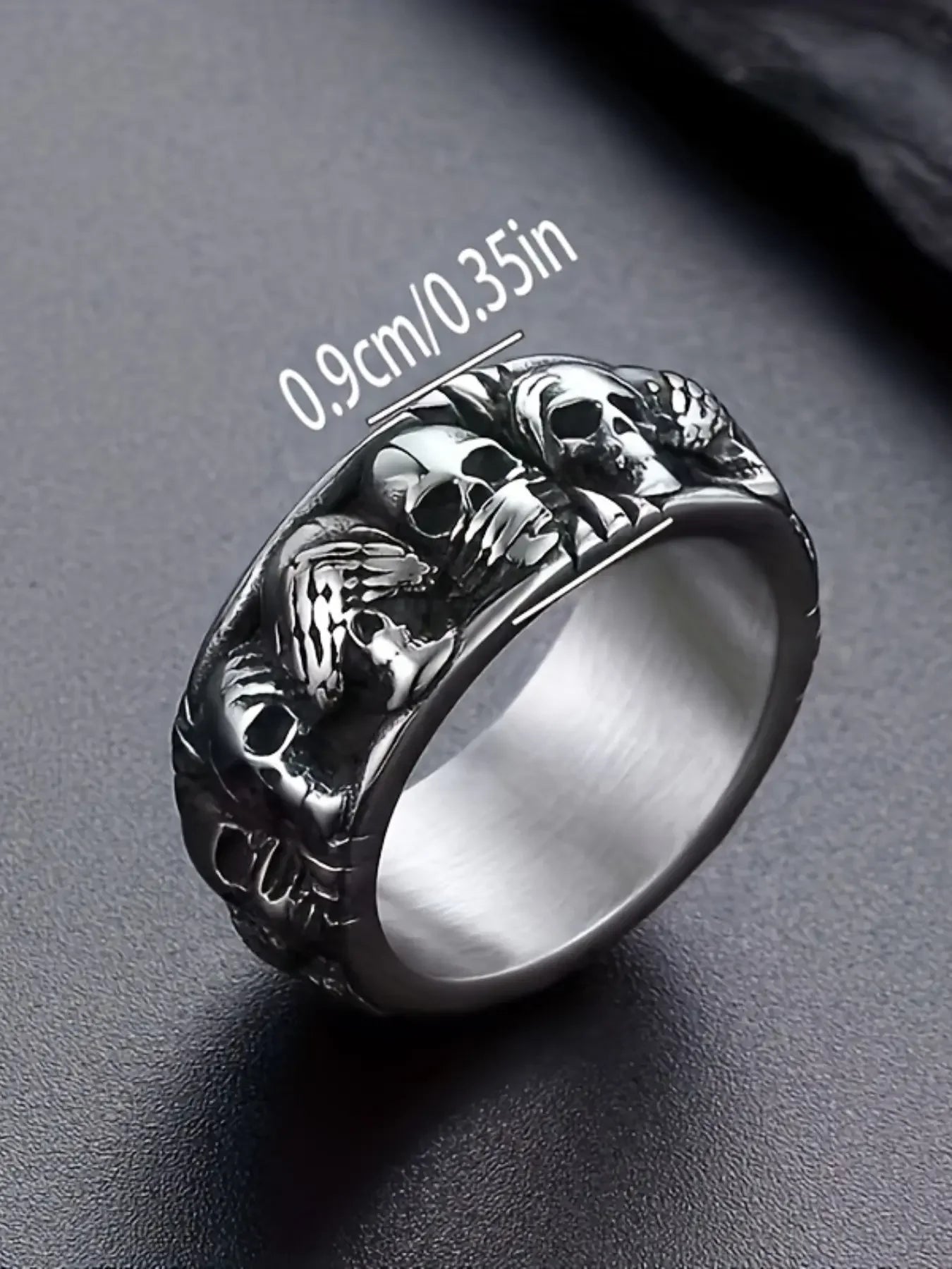 Vintage Full Circle Skull Ring — Gothic Statement Jewelry for Men and Women