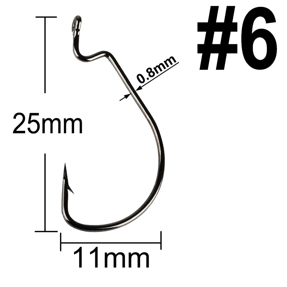 facifa Wide Gap Worm Fishing Hooks — High Carbon Steel Lures with Storage Box