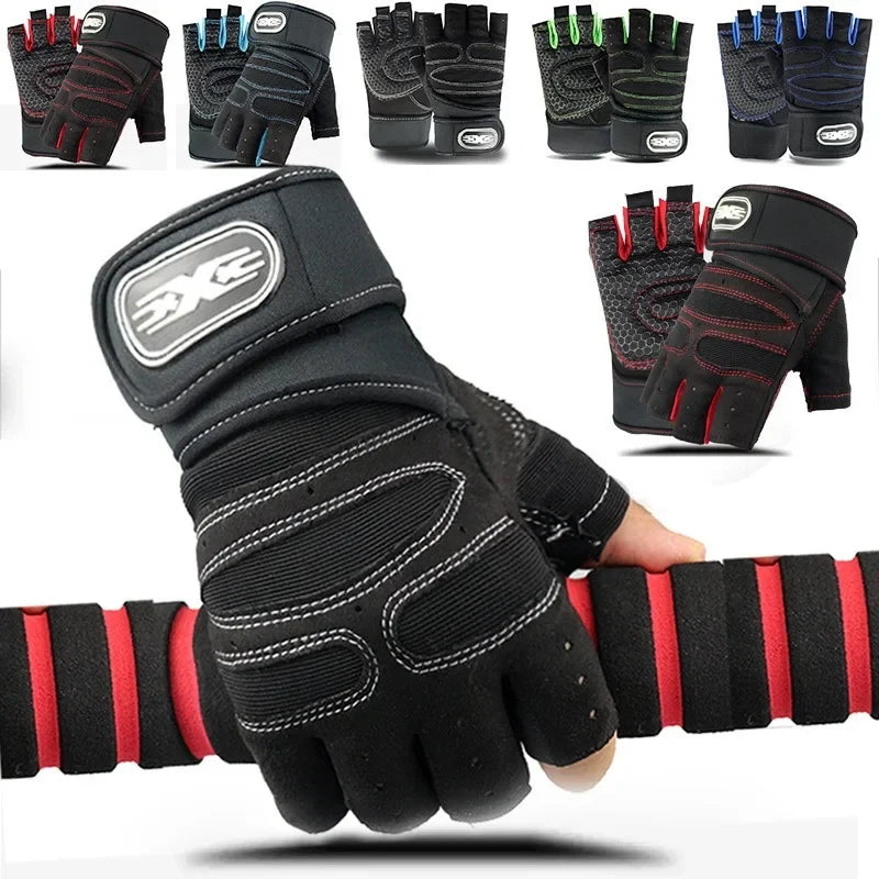 Half Finger Sports Gloves — Non-Slip Wrist Support for Gym & Cycling