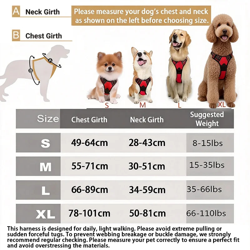 JTPAWS Adjustable No Pull Dog Harness — Reflective Vest with Front Clip