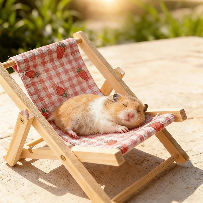 Wooden Hamster Chair Bed — Small Animal Habitat Decor & Photo Prop