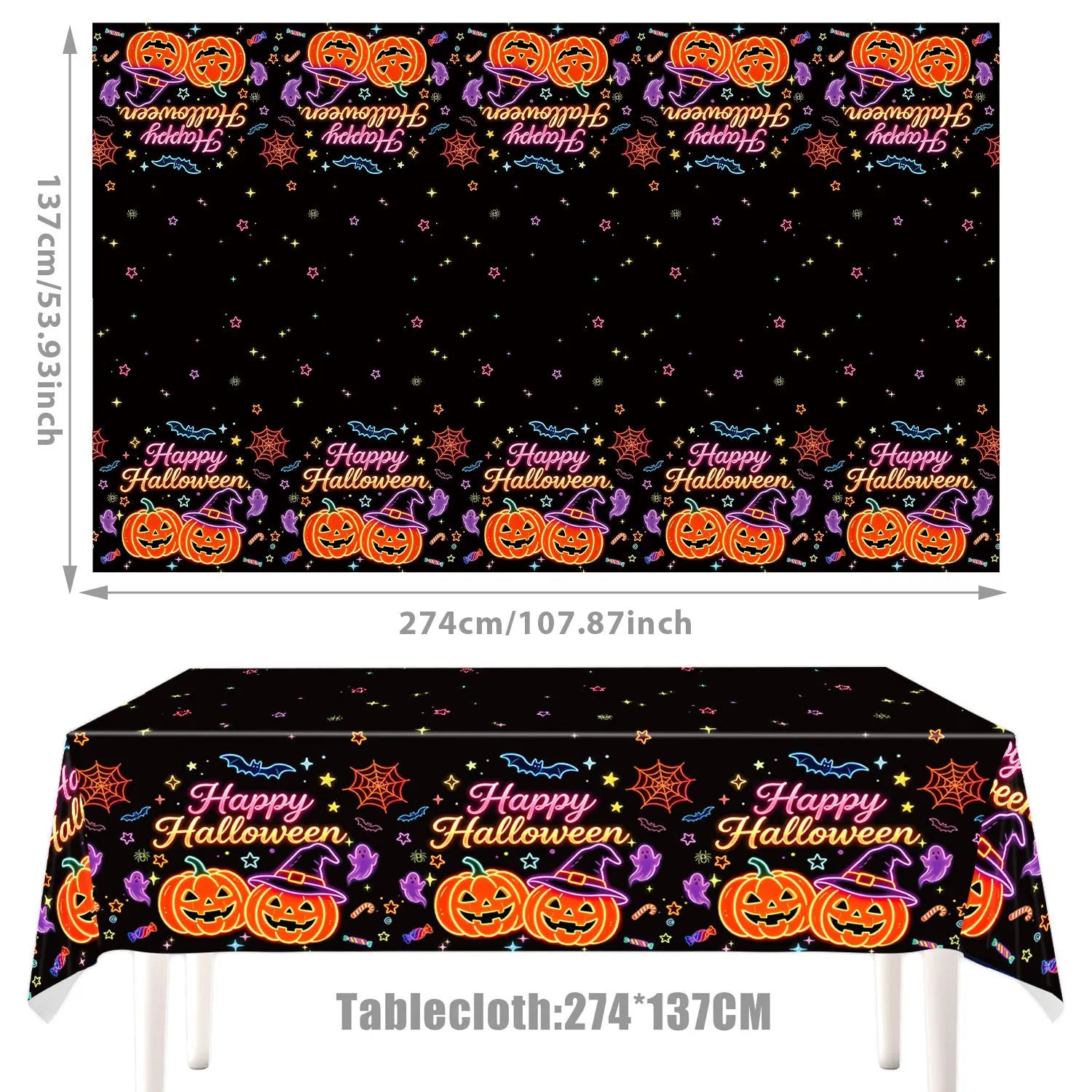 RENYUAN Neon Pumpkin Disposable Tableware Set — Festive Party Decor