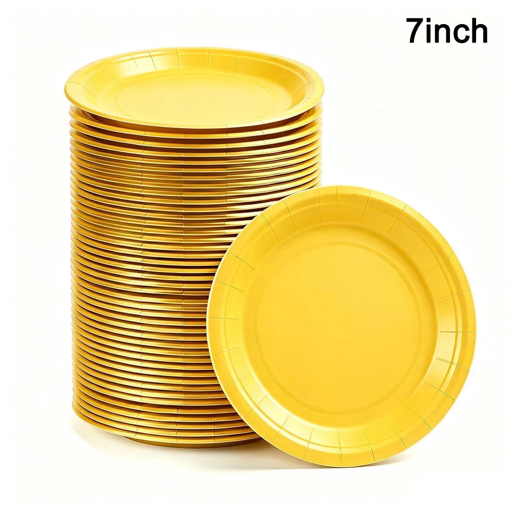 Solid Color Paper Plates — Disposable 7-Inch Party Tableware