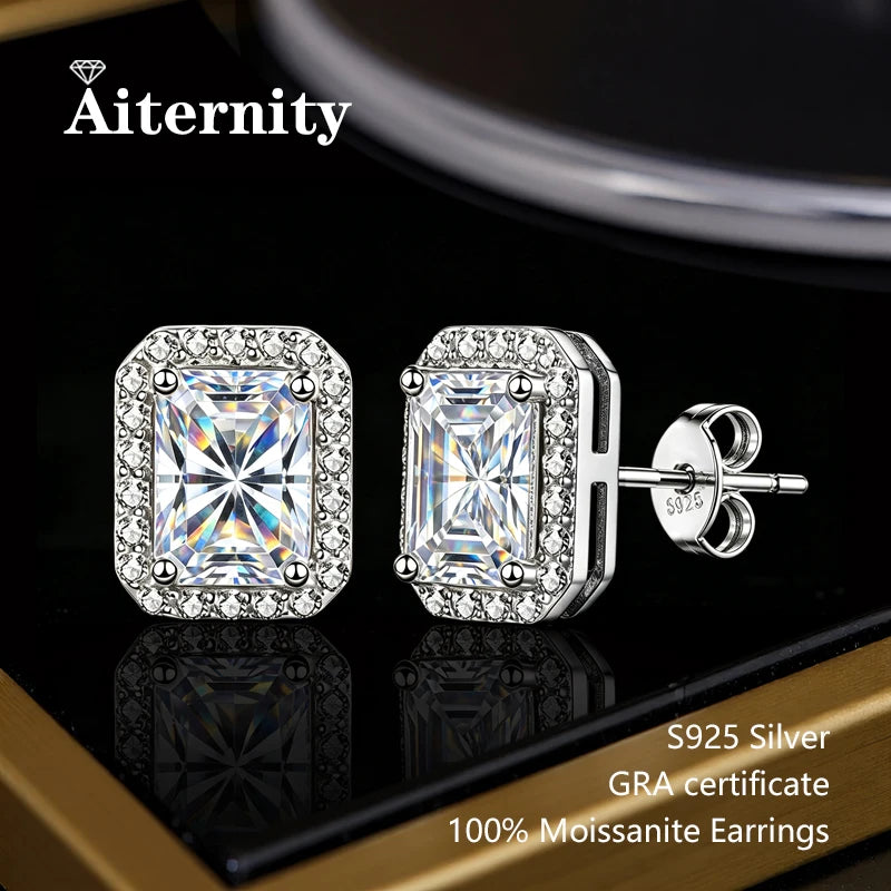 AITERNITY Moissanite Stud Earrings — Elegant S925 Silver Wedding Jewelry