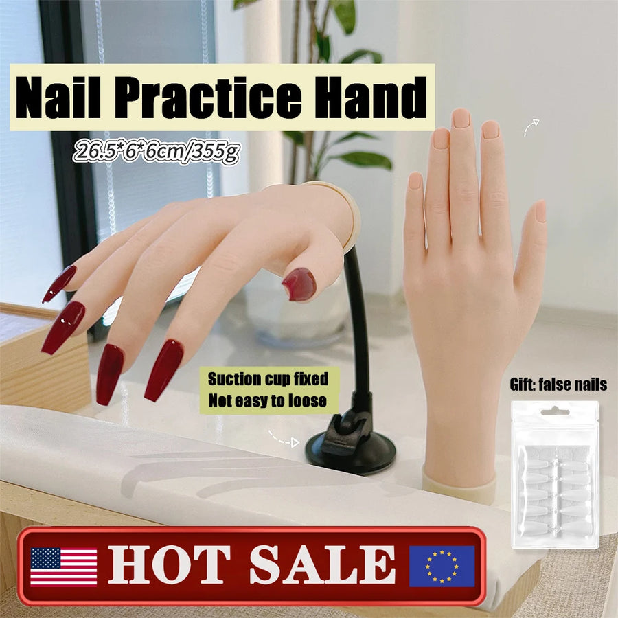 Silicone Nail Practice Hand — Professional Manicure Training Tool