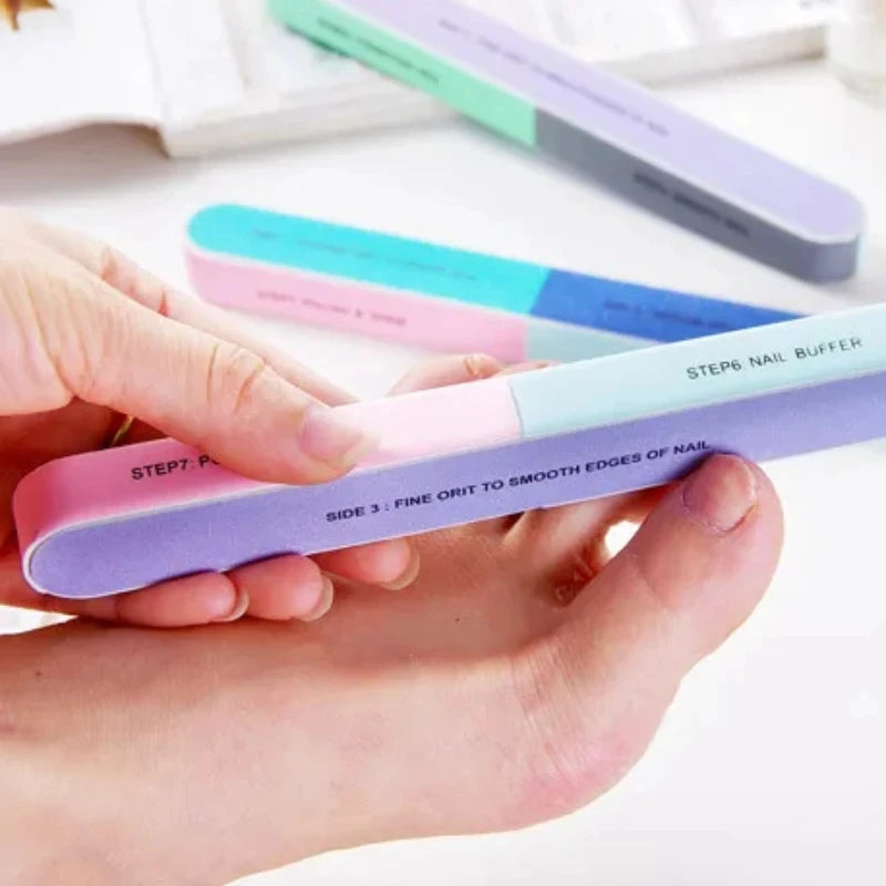 Professional 7-Way Nail Buffer Block — Multi-Sided Manicure Sanding Tool