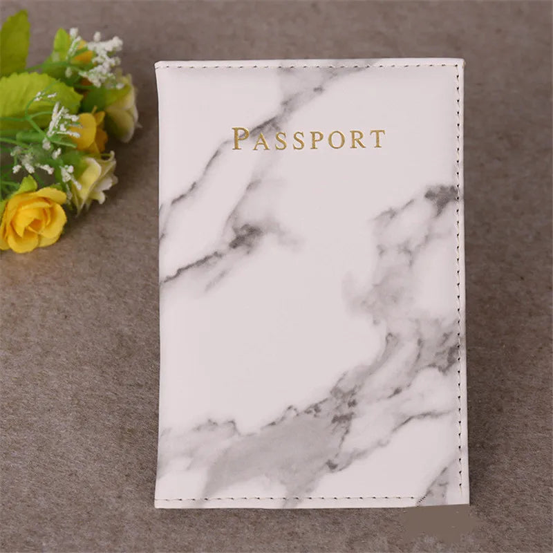 Marble Style Passport Cover — Faux Leather Travel Wallet & ID Holder