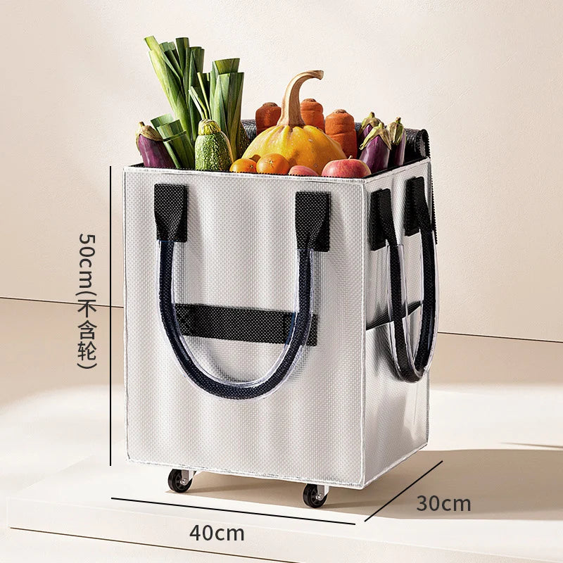 Rolling Grocery Shopping Bag — Foldable Reusable Tote with Wheels
