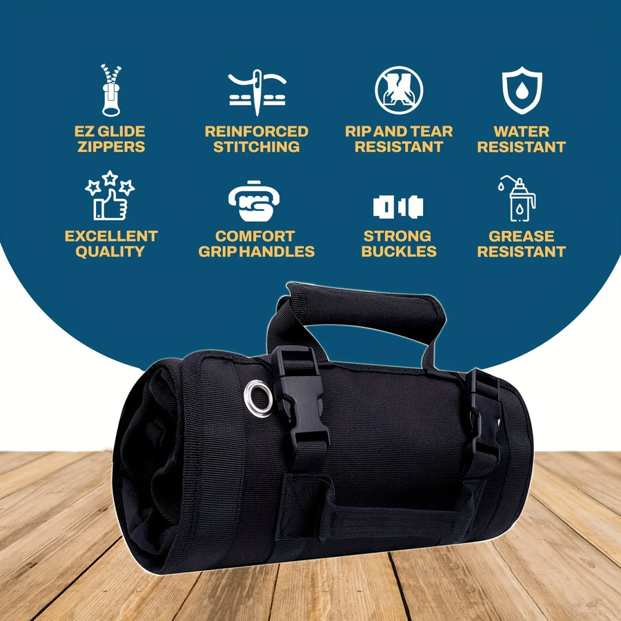 Heavy Duty Tool Bag Organizer — Roll Up Handbag with Detachable Pouches