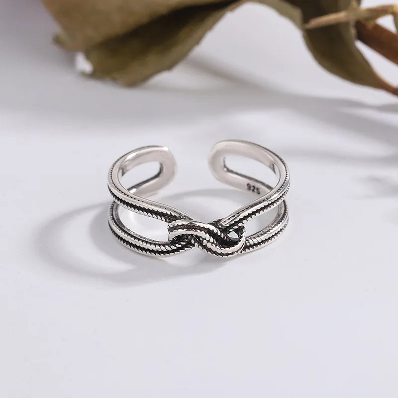 Sterling Silver Knot Ring — Geometric Cocktail Jewelry for Women