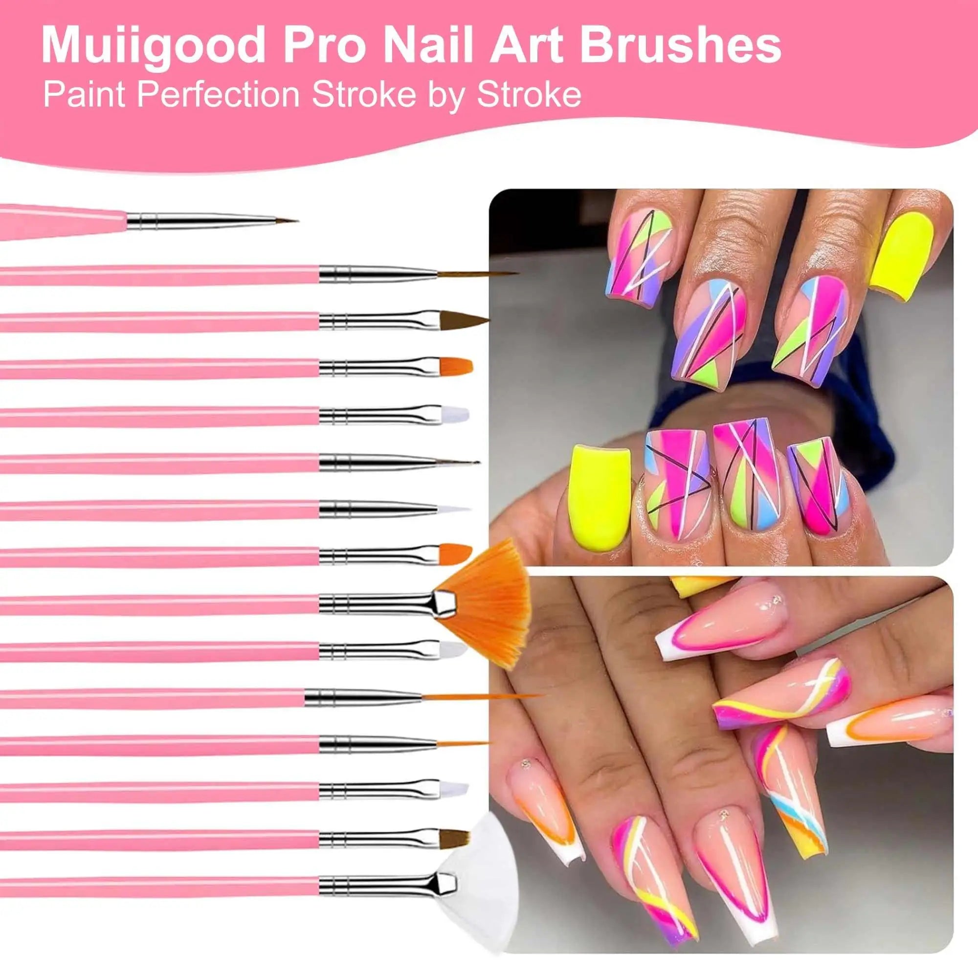 Professional Nail Art Tool Kit — 24 Piece Manicure Set with Brushes and Dotting Tools