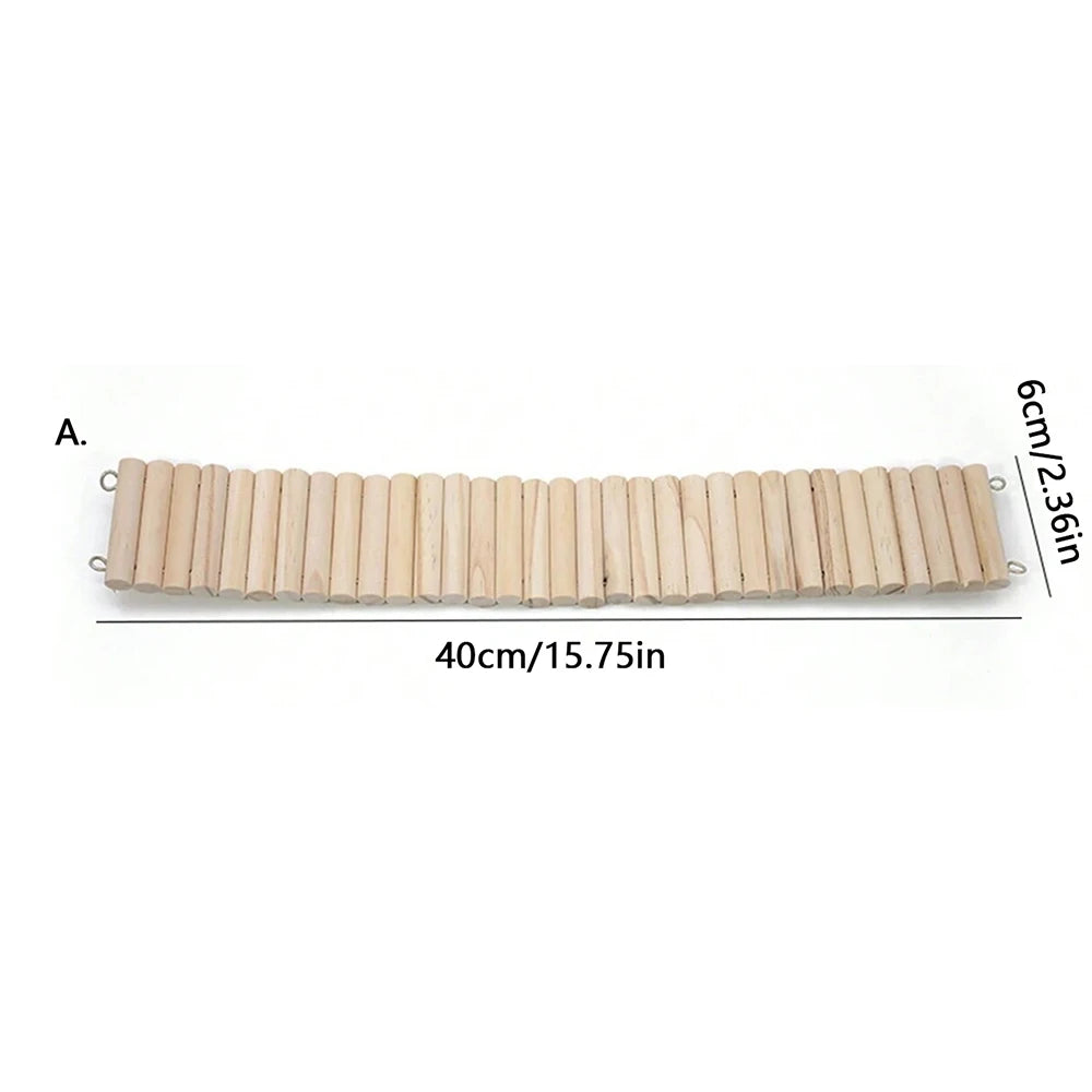 Wooden Small Animal Bridge — Bendable Climbing Fence for Hamster Habitats