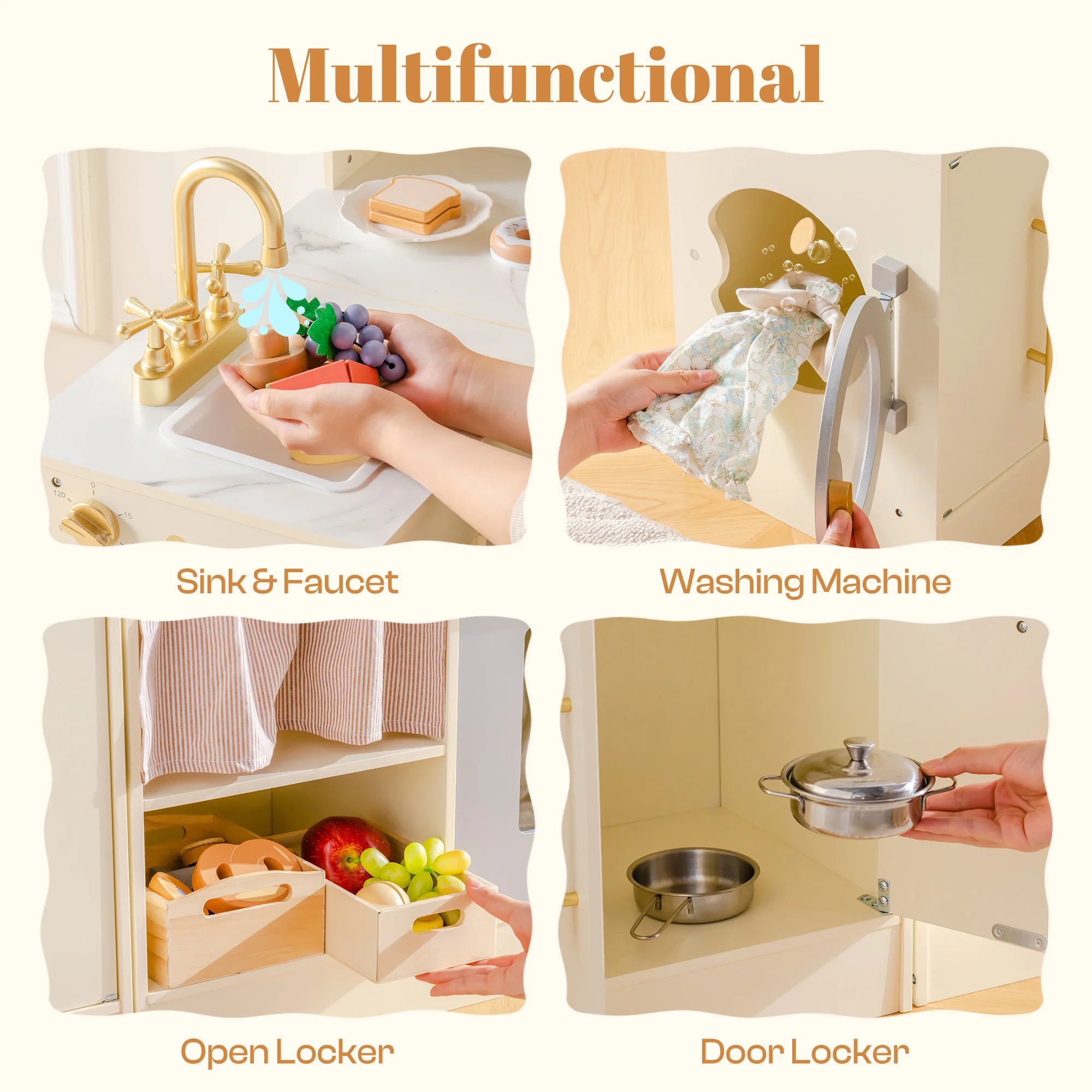 Robud Wooden Play Kitchen Set — L-Shaped Pretend Play Station