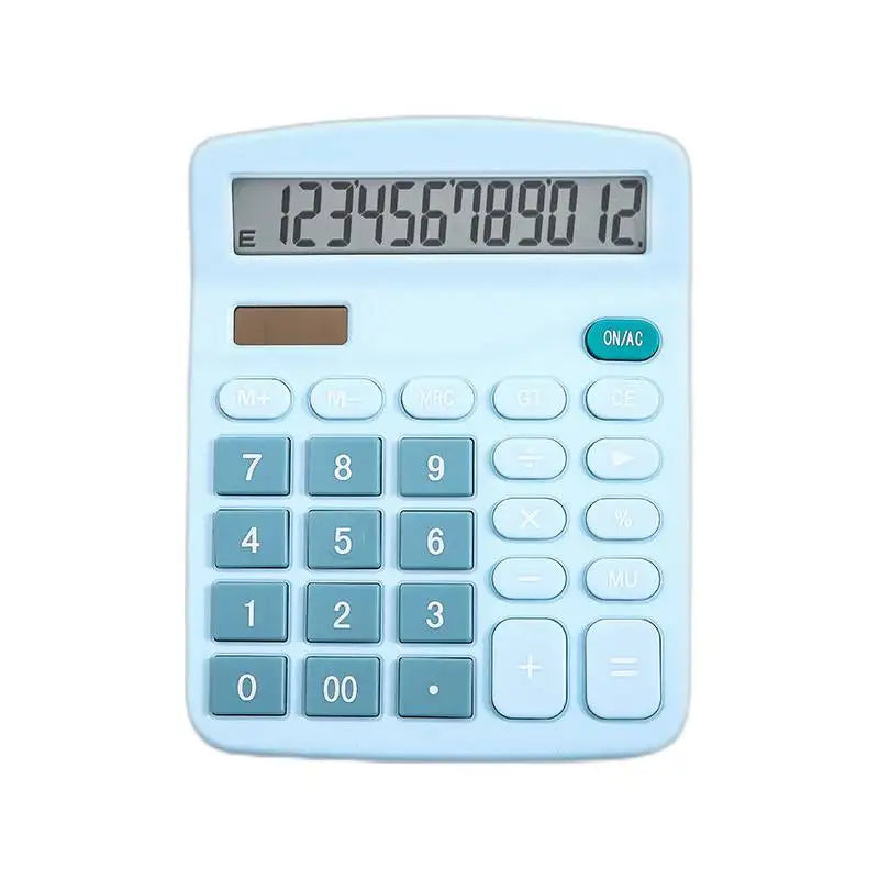12-Digit Electronic Solar Calculator — Dual Power Supply for Office & School