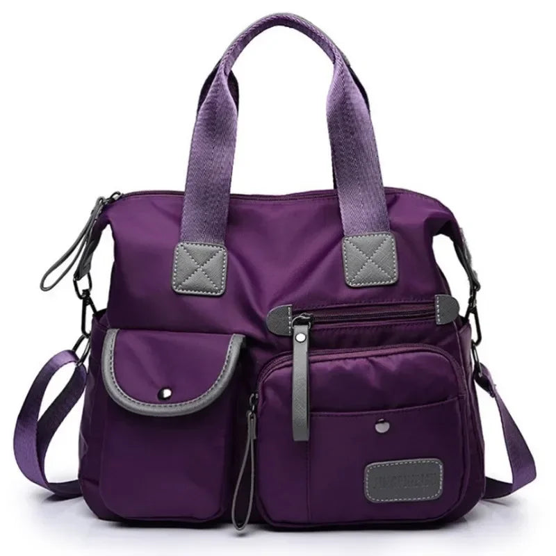 FXZLLQ Women's Nylon Tote Bag — Large Capacity Multi-Pocket Shoulder Bag