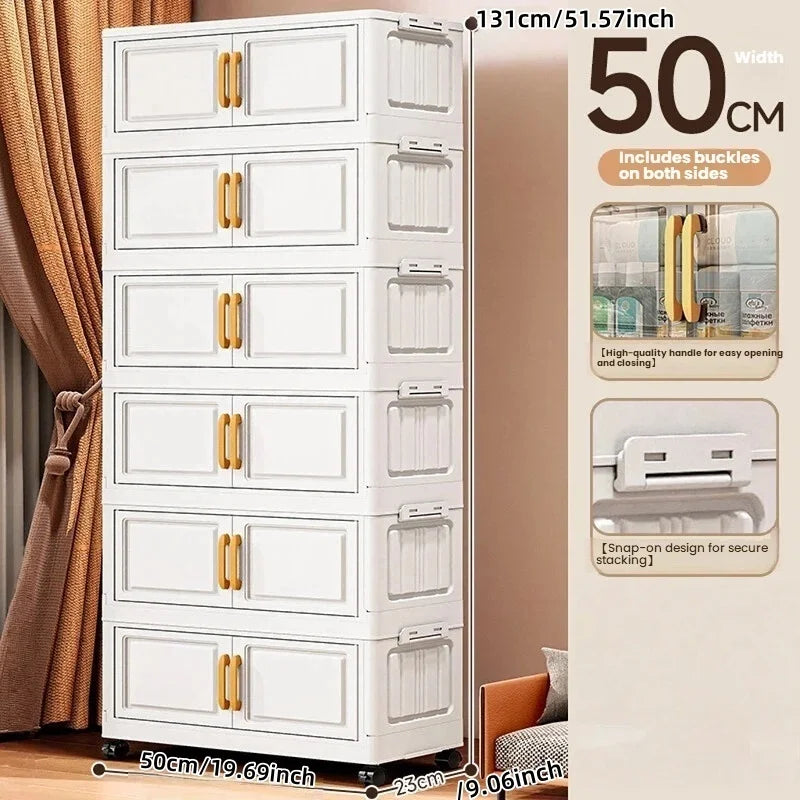 Foldable Double-Door Storage Cabinet — Space-Saving Floor Standing Organizer